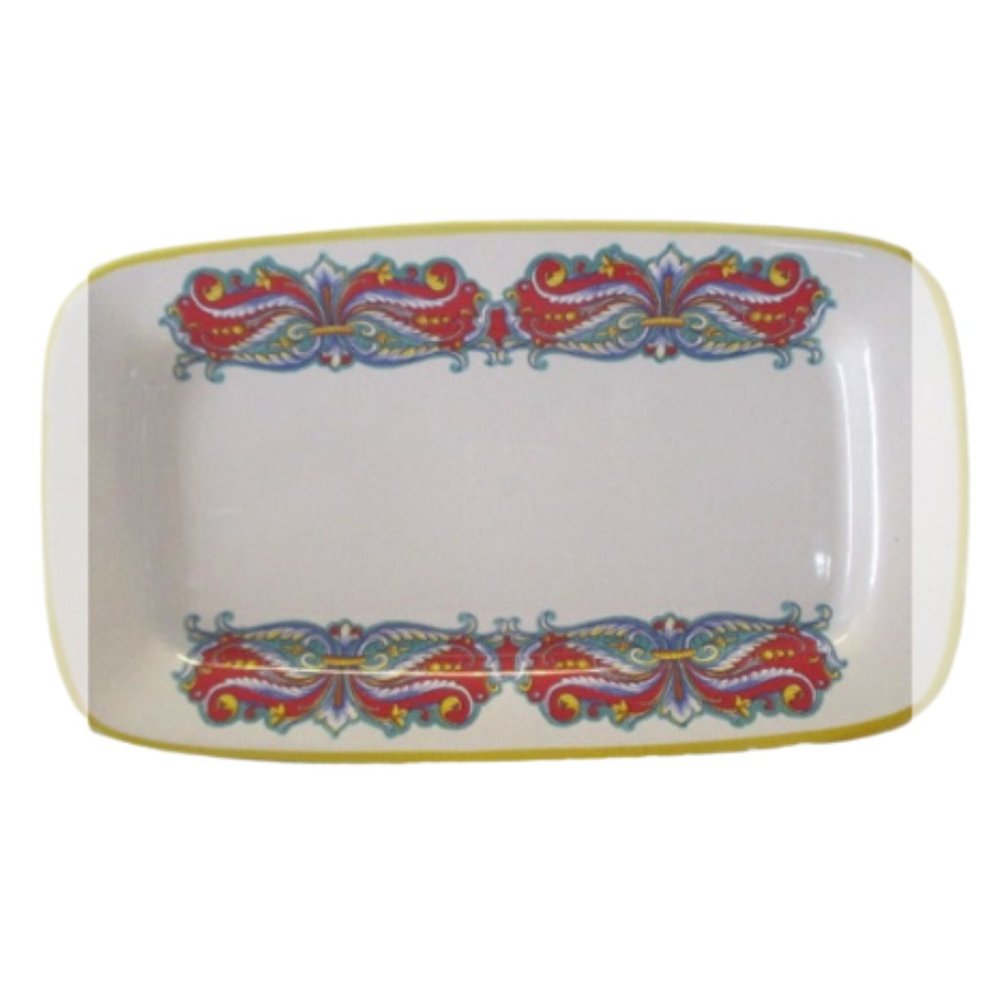 Vtg Italian Ceramica Nova Deruta Serving Platter Decorated--Decal & Hand Painted